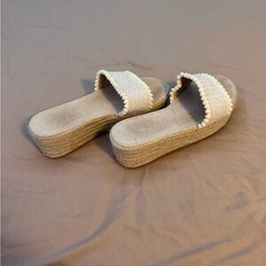 SHEIN Beige Woven Wedge Sandals